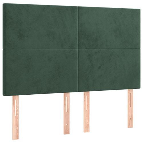 Têtes de lit 4 pcs Vert foncé 72x5x78/88 cm Velours - Photo n°2; ?>