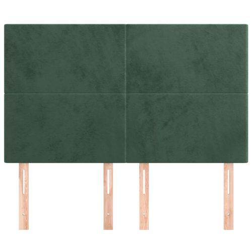 Têtes de lit 4 pcs Vert foncé 72x5x78/88 cm Velours - Photo n°3; ?>