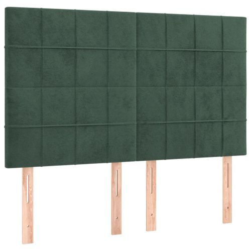 Têtes de lit 4 pcs Vert foncé 72x5x78/88 cm Velours - Photo n°2; ?>