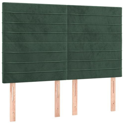 Têtes de lit 4 pcs Vert foncé 72x5x78/88 cm Velours - Photo n°2; ?>