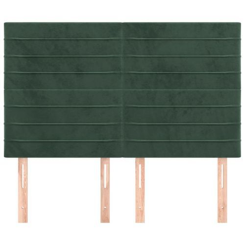 Têtes de lit 4 pcs Vert foncé 72x5x78/88 cm Velours - Photo n°3; ?>