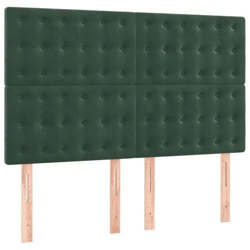 Têtes de lit 4 pcs Vert foncé 72x5x78/88 cm Velours - Photo n°2; ?>