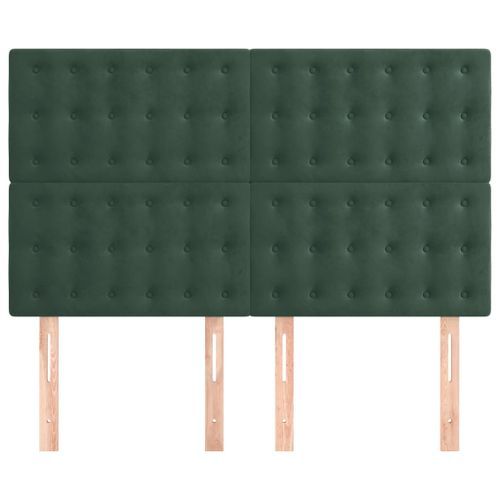 Têtes de lit 4 pcs Vert foncé 72x5x78/88 cm Velours - Photo n°3; ?>