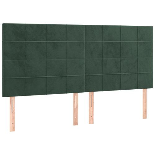 Têtes de lit 4 pcs Vert foncé 80x5x78/88 cm Velours - Photo n°2; ?>