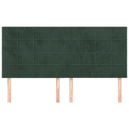 Têtes de lit 4 pcs Vert foncé 80x5x78/88 cm Velours - Photo n°3; ?>