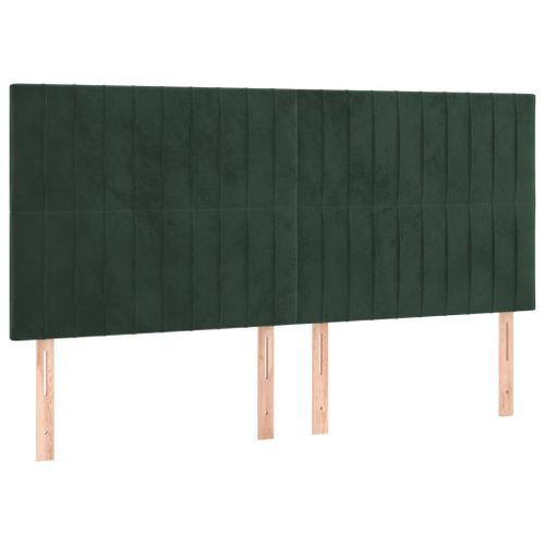 Têtes de lit 4 pcs Vert foncé 80x5x78/88 cm Velours - Photo n°2; ?>