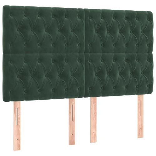 Têtes de lit 4 pcs Vert foncé 80x7x78/88 cm Velours - Photo n°2; ?>