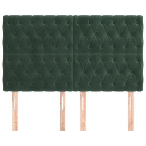 Têtes de lit 4 pcs Vert foncé 80x7x78/88 cm Velours - Photo n°3; ?>