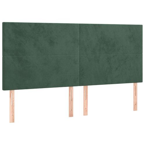 Têtes de lit 4 pcs Vert foncé 90x5x78/88 cm Velours - Photo n°2; ?>