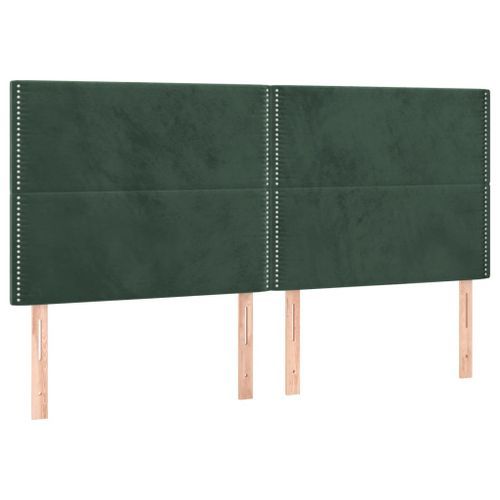 Têtes de lit 4 pcs Vert foncé 90x5x78/88 cm Velours - Photo n°2; ?>