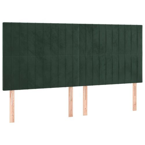 Têtes de lit 4 pcs Vert foncé 90x5x78/88 cm Velours - Photo n°2; ?>