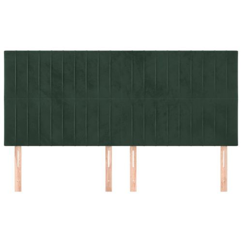 Têtes de lit 4 pcs Vert foncé 90x5x78/88 cm Velours - Photo n°3; ?>