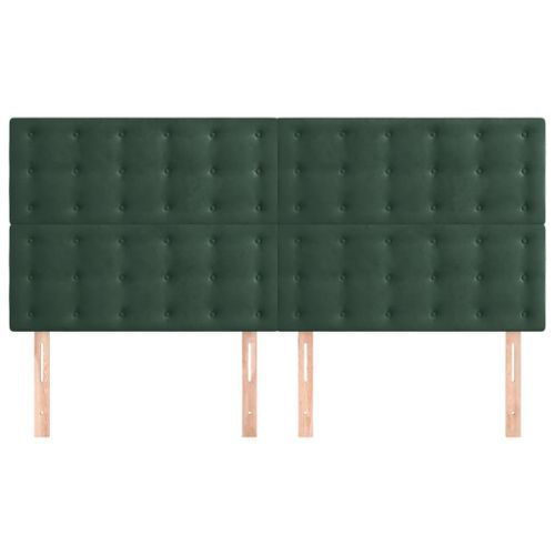 Têtes de lit 4 pcs Vert foncé 90x5x78/88 cm Velours - Photo n°3; ?>