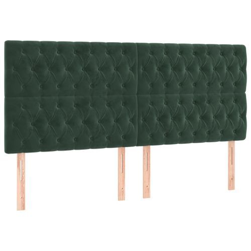 Têtes de lit 4 pcs Vert foncé 90x7x78/88 cm Velours - Photo n°2; ?>