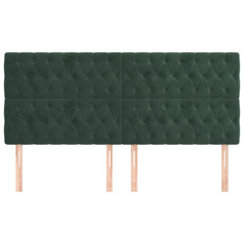 Têtes de lit 4 pcs Vert foncé 90x7x78/88 cm Velours - Photo n°3; ?>