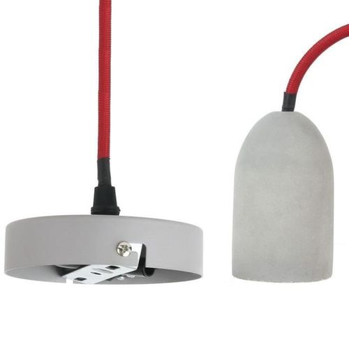 THE HOME DECO LIGHT Suspension béton LA12073 textile cable - Rouge M8 - Photo n°2; ?>