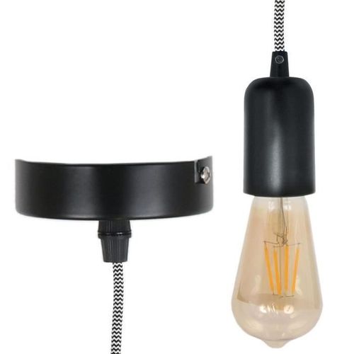 THE HOME DECO LIGHT Suspension LA12101 - Vintage - Noir alu cablé - Noir et blanc M8 - Photo n°2; ?>