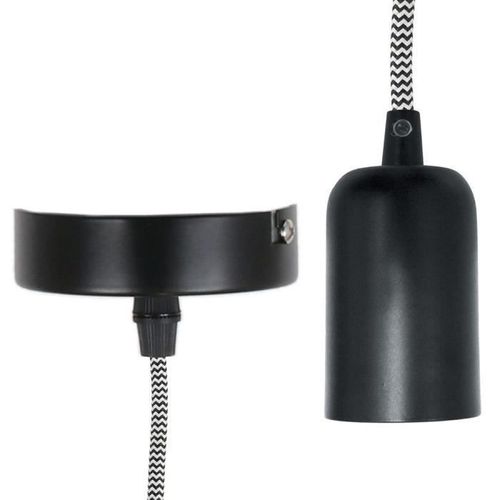 THE HOME DECO LIGHT Suspension LA12101 - Vintage - Noir alu cablé - Noir et blanc M8 - Photo n°3; ?>
