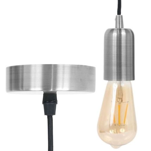 THE HOME DECO LIGHT Suspension vintage LA12080 - Argent aluminium cablé - Noir M8 - Photo n°2; ?>