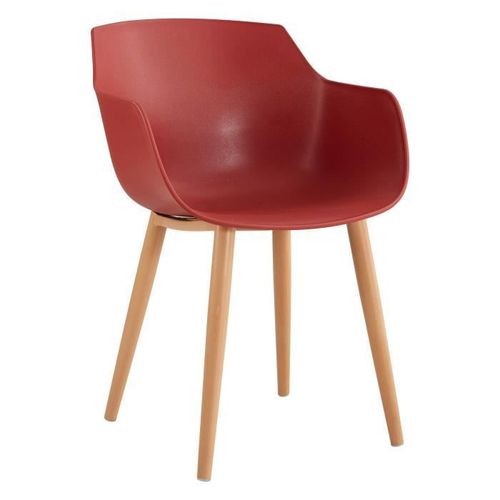 THEA Lot de 2 chaises de salle a manger - Style scandinave - Rouge terracotta - L 56 x P 57 x H 79 cm - Photo n°2; ?>