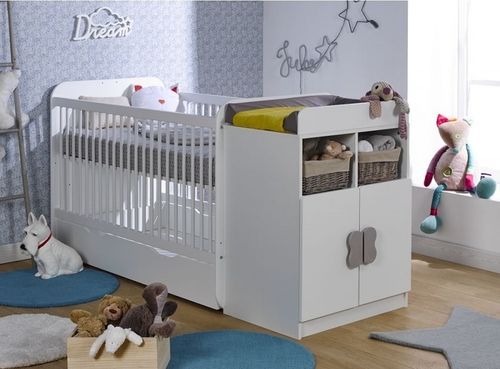 Tiroir de lit bébé combiné bois blanc Madrid - Photo n°2; ?>