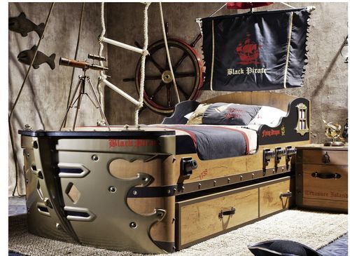 Tiroir de rangement pour le lit Pirate bois clair 90x190 cm - Photo n°2; ?>