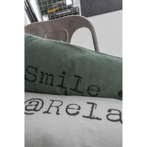 TODAY Coussin coton lavé Smile - 30 x 70 cm - Vert kaki - Photo n°3; ?>