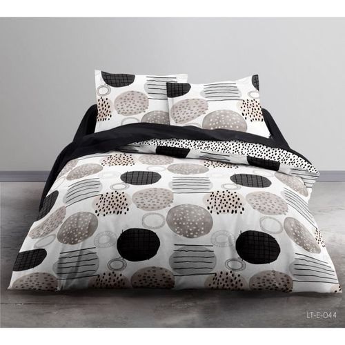 TODAY Parure de couette 100 % Coton 240x260cm SUNSHINE #3.57 - Gris et noir - Photo n°2; ?>