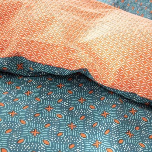 TODAY Parure de couette Sunshine #1.1 - 100% Coton - 240 x 260 cm - Marine et orange - Photo n°2; ?>