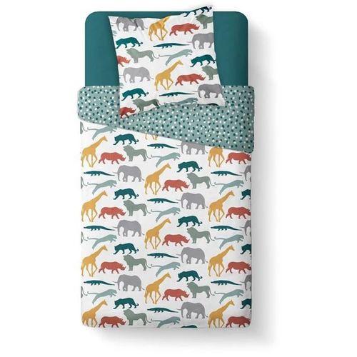 TODAY Parure de lit Enfant Kids First 1.2 - 1 personne - Housse de couette 140 x 200 et 1 taie d'oreiller 63 x 63 cm - Imprimé blanc - Photo n°3; ?>