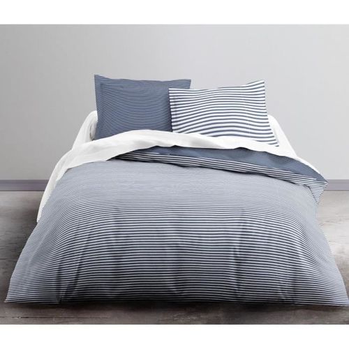 TODAY Parure de lit Le Cap - 1 housse de couette 220 x 240 cm + 2 Taies d'Oreiller 63 x 63 cm - 100% Coton 57 Fils - Bleu - Photo n°2; ?>