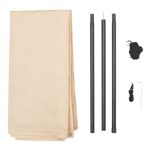 Toile d'ombrage avec poteaux HDPE Carré 5 x 5 m Crème - Photo n°3; ?>