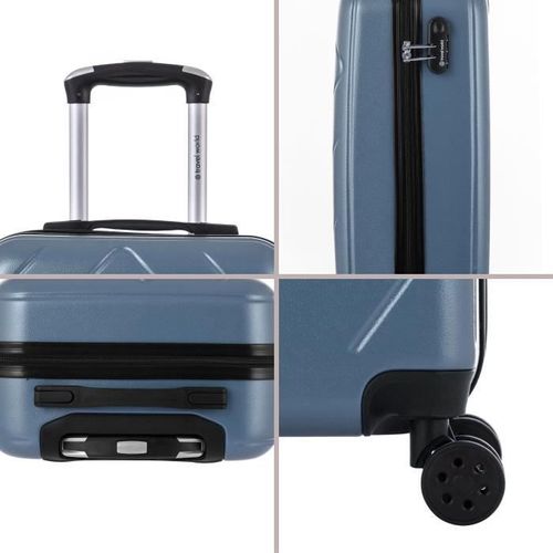 TRAVEL WORLD Ensemble de 3 valises 46/56/66cm Bleu - Photo n°3; ?>