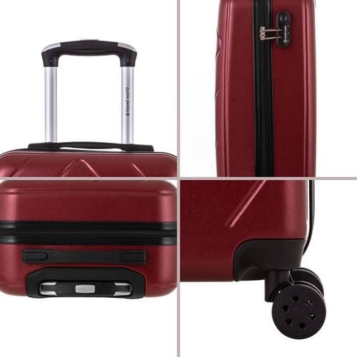 TRAVEL WORLD Ensemble de 3 valises 46/56/66cm Rouge foncé - Photo n°3; ?>