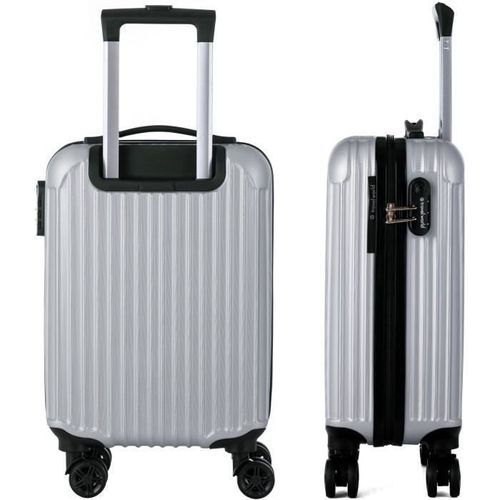 TRAVEL WORLD Valise trolley 50cm avec 4 roues - Couleur ARGENT - Photo n°2; ?>