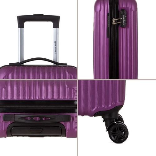 TRAVEL WORLD Valise trolley 50cm avec 4 roues - Couleur VIOLET FONCE - Photo n°3; ?>