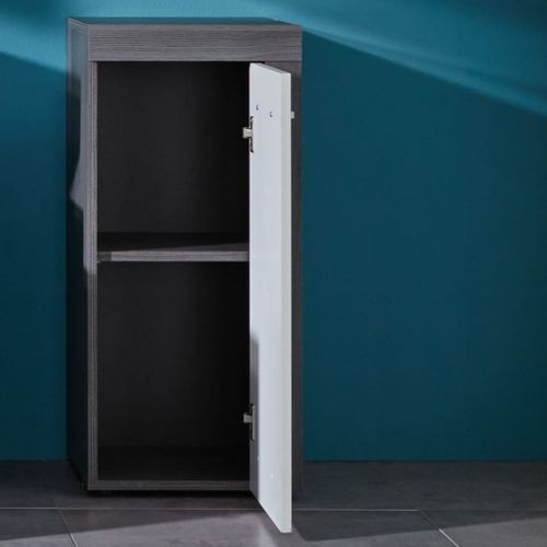 Trendteam Armoire de rangement de sol Miami Blanc et argenté fumé - Photo n°2; ?>