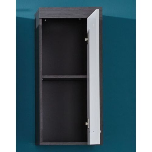 Trendteam Armoire murale de rangement Miami blanc et argenté fumé - Photo n°3; ?>