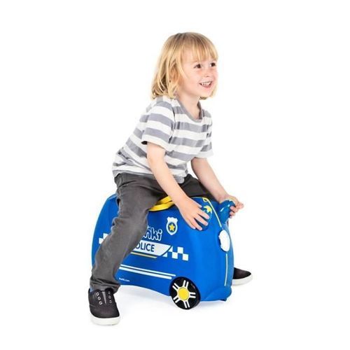 TRUNKI Ride On Valise a Roulettes Enfant Police Percy - 46x30x21 cm - Bleu et Jaune - Photo n°2; ?>