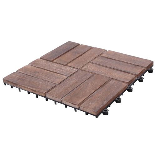Tuiles de terrasse 11 pcs 30x30 cm Bois de récupération solide - Photo n°2; ?>