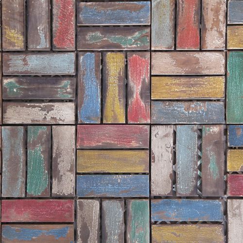 Tuiles de terrasse 22 pcs 30x30 cm Bois de récupération solide - Photo n°2; ?>