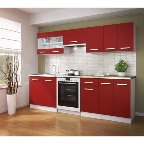 ULTRA Meuble haut vitre de cuisine L 80 cm - Rouge mat - Photo n°2; ?>