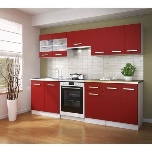 ULTRA Meuble haut vitre de cuisine L 80 cm - Rouge mat - Photo n°3; ?>
