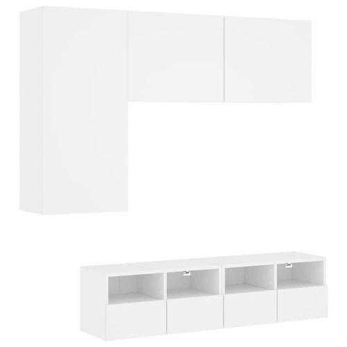 Unités murales TV 4 pcs blanc bois d'ingénierie - Photo n°2; ?>