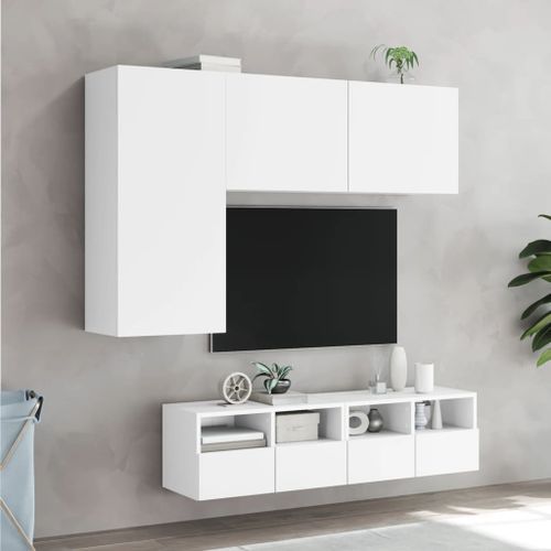 Unités murales TV 4 pcs blanc bois d'ingénierie - Photo n°3; ?>