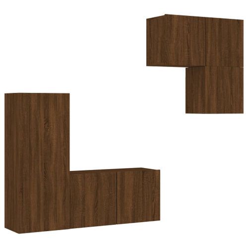 Unités murales TV 4 pcs chêne marron bois d'ingénierie - Photo n°2; ?>