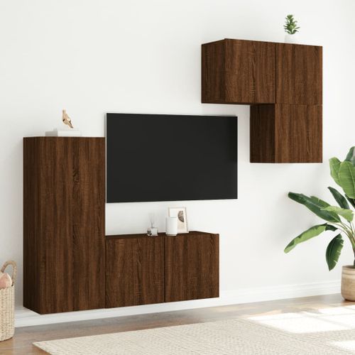 Unités murales TV 4 pcs chêne marron bois d'ingénierie - Photo n°3; ?>