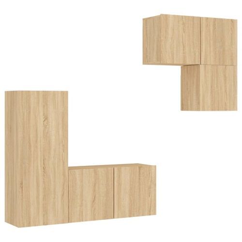 Unités murales TV 4 pcs chêne sonoma bois d'ingénierie - Photo n°2; ?>