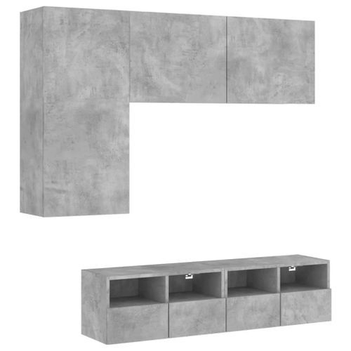 Unités murales TV 4 pcs gris béton bois d'ingénierie - Photo n°2; ?>