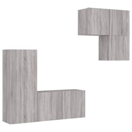 Unités murales TV 4 pcs sonoma gris bois d'ingénierie - Photo n°2; ?>